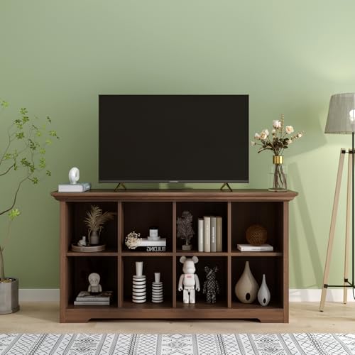 OSCHF 8-Cube Open Bookcase with Base, 2-Tier Low Cabinet, Walnut - color: Walnut, size: 8-Cube