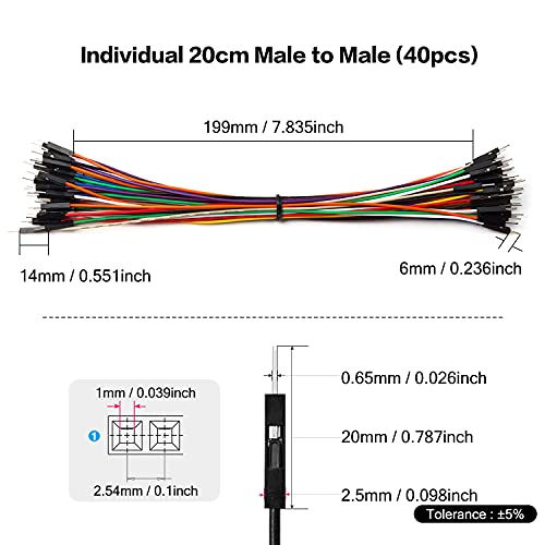 Chanzon 40pcs 20cm Long Male to Male Header Jumper Wire Dupont Cable Line - color: (1) Male to Male (40pcs), size: 20CM