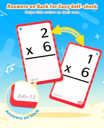 JoyCat 288 Math Flash Cards & Leanring Chart, 4 Operations, Ages 4-8