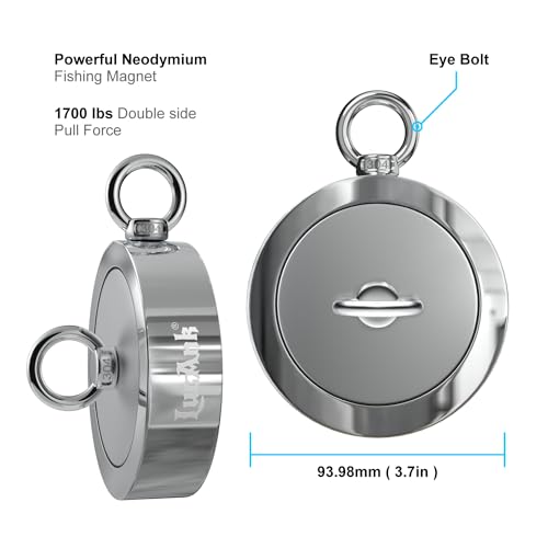 Ultimate Magnet Fishing Adventure Kit - Complete Set with Double-Sided Neodymium Magnet, 66ft Rope, Protective Gloves, Safety Gear & Carrying Case. Choose 1700, 2600, or 4200 lbs Strength - style: 1700Lbs Fishing Magnet Kit