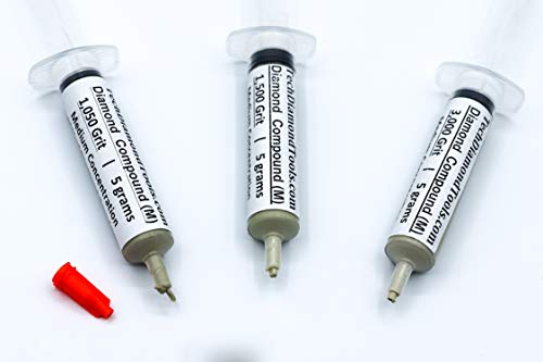 TechDiamondTools Diamond Polishing Paste Kit — 3 Grits (1050, 1500, 3000) | USA Made | Oil-Based Syringes | Progressive Polishing Set for Metal, Glass, Gemstone, Knife, Jewelry | 25% Diamond Powder - size: 1050 1500 3000 Grit, style: Medium 25% concentrat