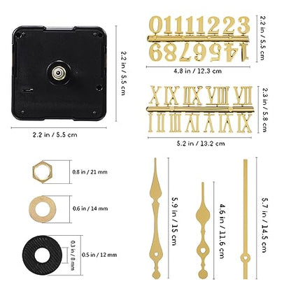 DOITOOL 4 Pcs Quartz Clock Mechanism Kit with 6 Gold Hand Sets