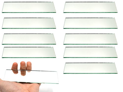 EISCO 10 Pack Rectangular Plano Glass Mirror, 6" x 2" - 2mm Thick Approx.
