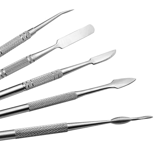 TOVOT 10PCS Stainless Steel Clay Sculpting Tools Metal Sculpting Tools Double-Side Clay Modeling Tools Wax Carving Tools (Silver) - color: Silver