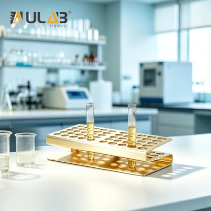 ULAB Tube Rack, Aluminum Material, 50holes(5×10), Suitable for Tubes of Dia.≤17mm,Yellow Color,UTR1019 - color: 50holes Aluminum