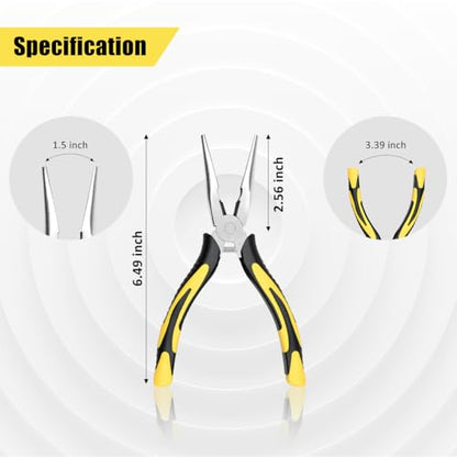 Long Needle Nose Pliers-6’’Soft Grip with Wire Cutter for Home,1pcs - size: One-6in