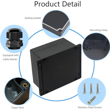 Junction Box IP65 Waterproof ABS Plastic Electrical Project Case Power Junction Boxes, Project Box with Fixed Ear Black 6.30x6.30x3.54 inch (160 x 160 x90 mm) - color: Fixed Ear Design, size: 6.30"x6.30"x3.54"