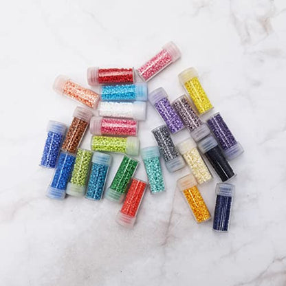 INSPIRELLE Uniform 120 Gram 12/0 (2mm) Cylinder Glass Seed Beads - color: 24x Opaque Colors