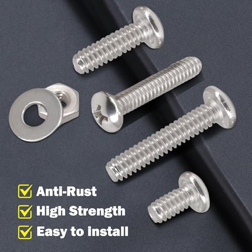 375PCS Bolt Combination kit # 6 Machine Screw with Locking Washer and Flat Washer, 304 Stainless Steel Phillips Round Head Screws nut and Bolt kit(3/8 inch, 1/2 inch, 5/8 inch, 3/4 inch) - size: 3.5 mm, style: Round head machine screw