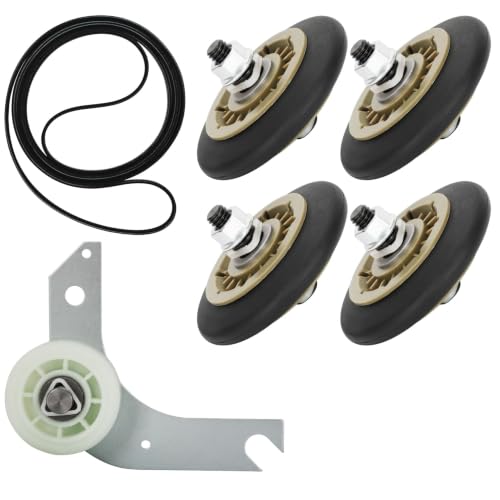 Upgraded Dryer Repair Kit for Electrolux Frigidaire Dryers,Includes 137315300 Dryer Belt,134715900 Drum Support Rollers (4 Pack),134793500 Idler Pulley,More Fits Models in Figure 7