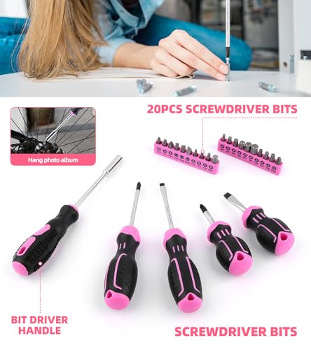 DOWELL 123-Piece Pink Home Repair Tool Kit for Women & Girls - size: 123PCS