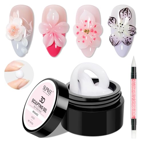 3D Nail Sculpting Gel for Nails Art, White, Solid, Non-Sticky Hard - color: White