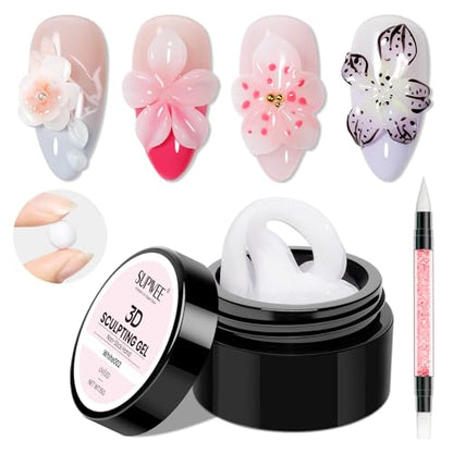 3D Nail Sculpting Gel for Nails Art, White, Solid, Non-Sticky Hard - color: White