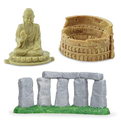 Safari Ltd. World Landmarks TOOB - 7 Figurines: Mount Rushmore, Great Wall, Easter Island heads, Colosseum, Sphinx, Stonehenge - Educational Toy Figures For Boys, Girls & Kids Ages 3+