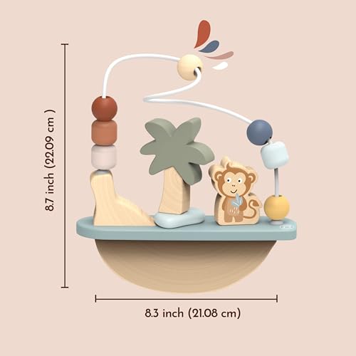 SPEEDY MONKEY Wooden Rocking Bead Maze | Monkey & Palm Tree Toy for Kids - color: Rocking Beads Maze
