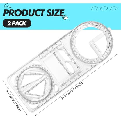 2 Pack 360 Degree Protractor, 6 Inch Multifunctional Drawing Ruler, Upgrade - style: Upgrade