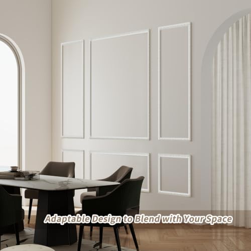 JBER Peel and Stick Wall Molding Kit, 6 Pre-Cut Wainscoting Panels, White - color: White-3 Pack-Bird, size: 78 x 24 in+78 x 48 in
