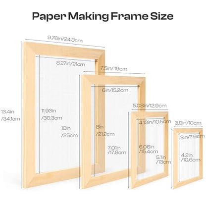 Caydo 4 Pieces Paper Making Frame Kit, Papermaking Mould - style: A4 A5 A6 A7