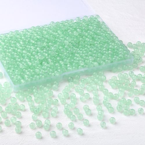500Pcs Green 6mm Glass Beads for Jewelry Making - color: Light Green