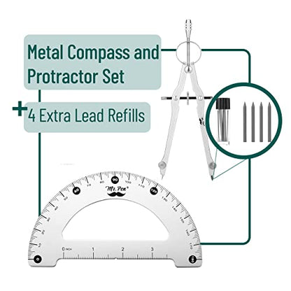 Mr. Pen- Metal Protractor and Metal Compass Set, Compass for Geometry