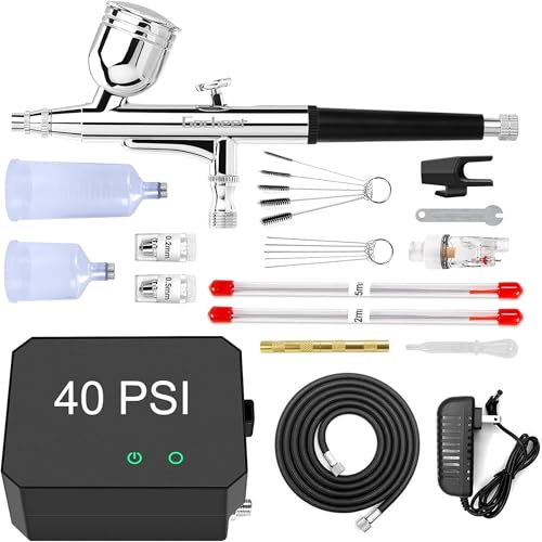 Gocheer Airbrush Kit,Upgraded 48 PSI Dual-Action Airbrush Set - color: Classic Black