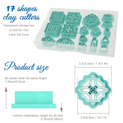 ORIGACH 17 Pcs Portuguese Peranakan Tiles Polymer Clay Cutters Set - style: Portuguese Peranakan Tiles