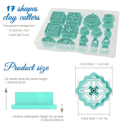 ORIGACH 17 Pcs Portuguese Peranakan Tiles Polymer Clay Cutters Set - style: Portuguese Peranakan Tiles