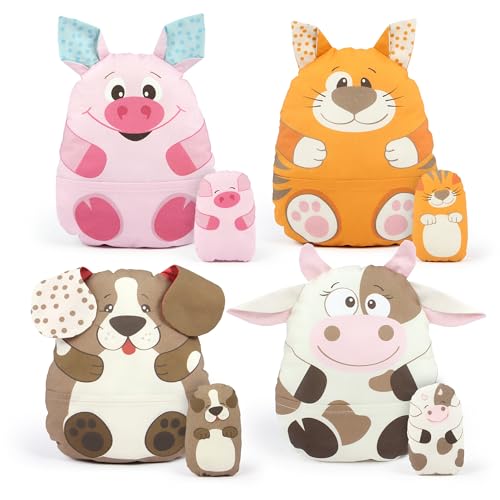 kullaloo Cut & Sew Fabric Panel – Farm Animal Sewing Kit for Beginners – DIY Craft Kit for Girls & Boys with Cow, Pig, Dog & Cat (Happy Farm) - color: Happy Farm