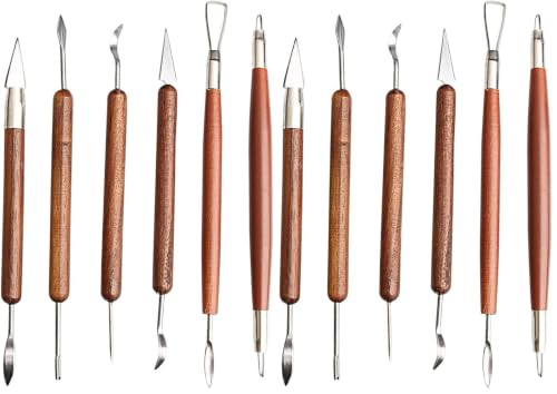 S & E TEACHER'S EDITION 6 Pcs Pottery & Clay Sculpting Tools, Double-Sided, Smooth Wooden Handles. (Pack of 2) - size: 6 PCS (Pack of 2)