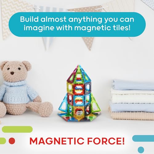 Discovery 100-Piece 3D Magnetic Tiles Set, Educational STEM Kids Toys, Ages 4+, Construction Building Block Creativity Kit, Engineering Development