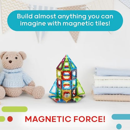 Discovery 100-Piece 3D Magnetic Tiles Set, Educational STEM Kids Toys, Ages 4+, Construction Building Block Creativity Kit, Engineering Development