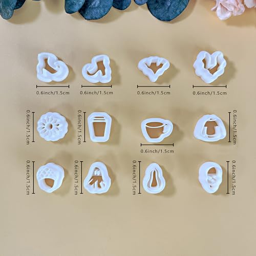 Xaekicr 12PCS Mini Halloween Clay Cutters for Polymer Clay Jewelry – Small Clay Earring Cutters, Fall Pumpkin Coffee Boot Shapes, Polymer Clay Tools & Molds Kit - color: 2F color