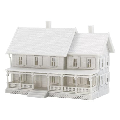 N Scale Model Blank Buidlings Kit Unassembled House for Model Train Layout Diorama JZN5889JJ (Two-Story with Porch-1PC) - style: Two-story with Porch-1PC