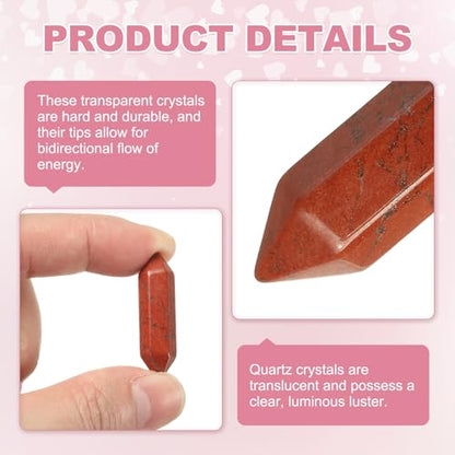 MECCANIXITY 10 Pack Red Jasper Crystals Quartz Crystals, Polished Crystals Bulk Hexagonal Shaped Meditation Gemstone for Jewelry Making Energy Balance Accessories Gifts - color: Red Jasper