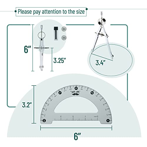 Mr. Pen- Metal Protractor and Metal Compass Set, Compass for Geometry