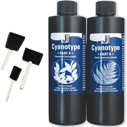 Jacquard Cyanotype Kit – 2-Part Sensitizer Set for Sun Printing on Paper & Fabric – Create Photographic Blueprints & Prussian Blue Art Prints