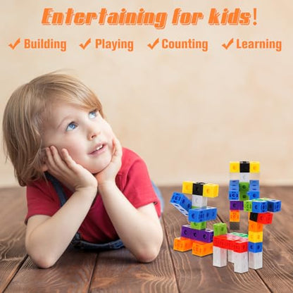 Jenaai 200 Pieces Linking Cubes for Math Counting Cubes, Plastic Counting Blocks, Colorful Math Manipulatives Classroom Learning Supplies for Preschool Activities Boy Girl(Classic Style) - style: Classic Style