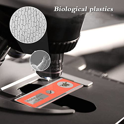 Prepared Plastic Microscope Slides with Specimens for Kids, Microscope Sample Slides Full Range of Animal/Plant/Insect/Blood Biology Slides Gift Set for Kids Microscope (60PCS) - color: 60PCS