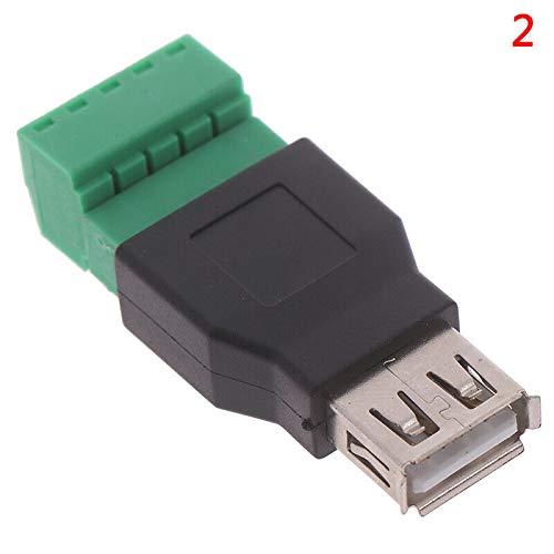 VizGiz 2 Pack USB 2.0 Plug Replacement 5Pin Solderless Screw On Type USB Terminal Block Connector Male and Female Socket Jack Adapter for LED Strip Lights USB Charging Projects Camera Electronics Test