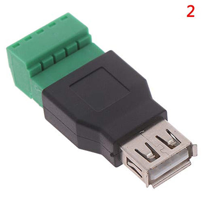 VizGiz 2 Pack USB 2.0 Plug Replacement 5Pin Solderless Screw On Type USB Terminal Block Connector Male and Female Socket Jack Adapter for LED Strip Lights USB Charging Projects Camera Electronics Test