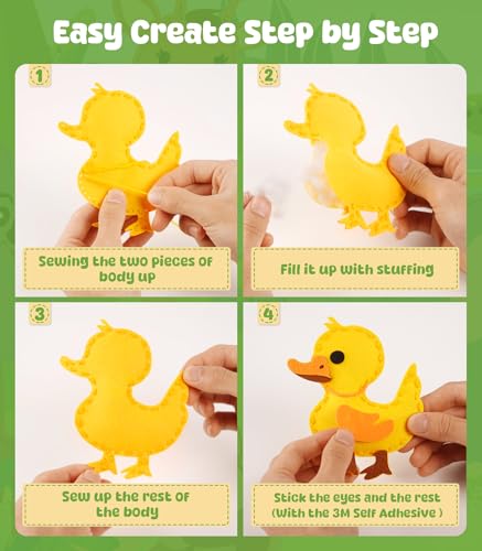 YEETIN Sewing Kit for Kids Ages 6+, Make 12 Felt Farm Animals DIY Craft Set - color: Farm