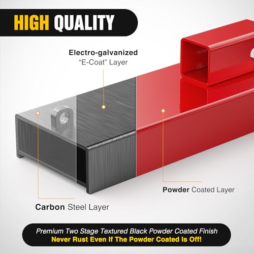 Nilight Forklift Trailer Hitch Attachment Fits 2" Receiver | Clamp on Pallet Fork Trailer Towing Adapter with Safety Chain & Hook Red - color: Forklift Trailer Hitch 5.5in width