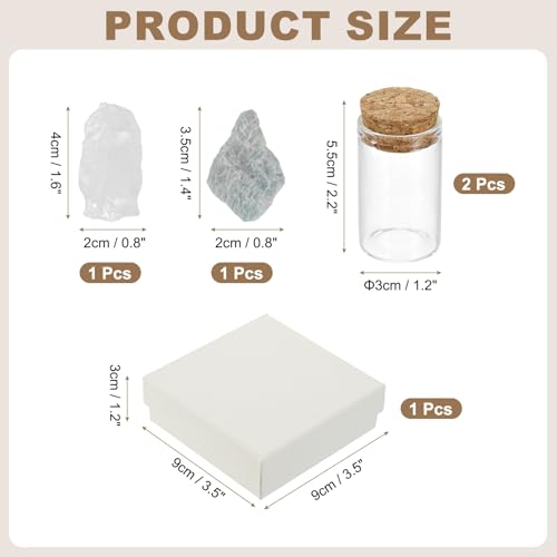 uxcell 2Pcs Crystal Gemstone Bottles, Natural Crystal Stone Bulk with Glass Display Jar Mini Stuff Collectible Adornments for Home Office Centerpiece Collection Gift, White/Light Blue - color: White/Light Blue