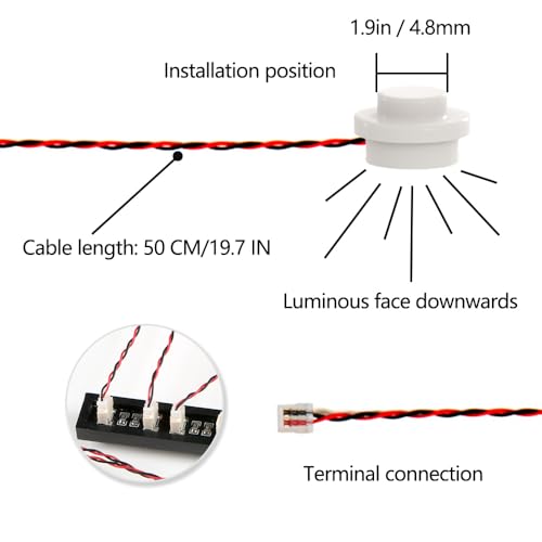 14PCS Building LED Lights 1X1 Circular Dot Compatible with LEGO(White) - color: White Light