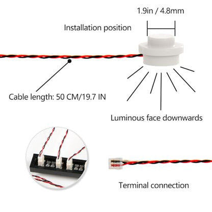 14PCS Building LED Lights 1X1 Circular Dot Compatible with LEGO(White) - color: White Light