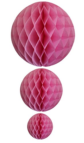 Dusty Rose Honeycomb Balls, Set of 3 (12 inch, 8 inch, 5 inch) - color: Dusty Rose
