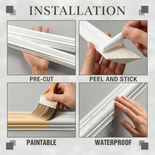 Birdeco Peel and Stick Wall Molding Kit, Self Adhesive Wainscoting Panels