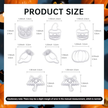 8 Pack Halloween Horror Atmosphere Polymer Clay Cutters - color: Halloween cat