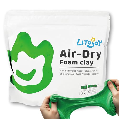 Green Air Dry Foam Clay 1.1lbs/500g, Soft & Easy to Mold - color: Green