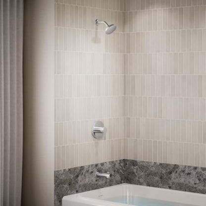 KOHLER TS35322-4G-CP, Elate Rite-Temp Tub and Shower Trim with Single Function 1.75 GPM Showerhead, Polished Chrome, Sleek Tub and Shower Kit, Easy to Clean - color: Polished Chrome, size: 1.75 GPM